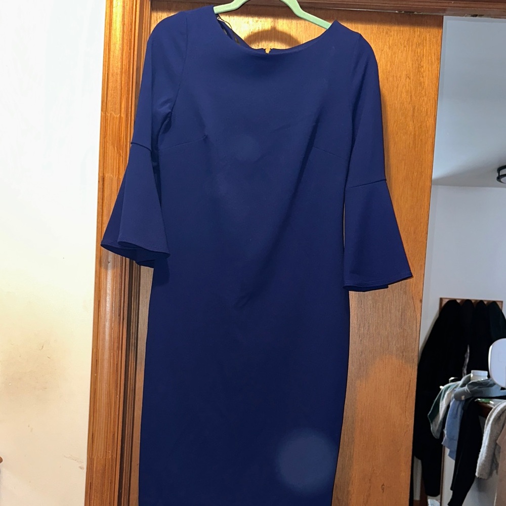 Calvin Klein Navy Bell-Sleeve Sheath Dress